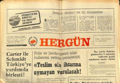 Hergün Gazetesi 7 Mart 1980 - Teslim Ol İhtarına Uymayan Vurulacak GZ104028 - 1