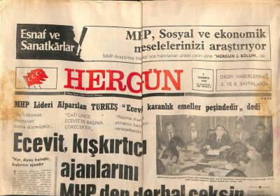 Hergün Gazetesi 7 Temmuz 1979 - MHP Lideri Alparslan Türkeş Ecevit Karanlık Emeller Peşindedir dedi GZ81527 - 1