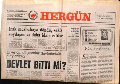 Hergün Gazetesi 8 Ağustos 1980 - Irak Mezbahaya Döndü , Sekiz Soydaşımızı Daha İdam Ettiler GZ69011 - 1