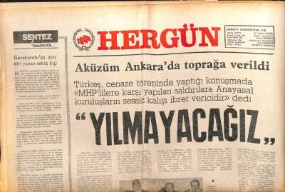 Hergün Gazetesi 8 Aralık 1979 - Prof.Orhan Tütengil Öldürüldü GZ103606 - 2