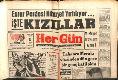 Hergün Gazetesi 8 Nisan 1966 - Esrar Perdesi Aralanıyor İşte Kızıllar GZ103730 - 2