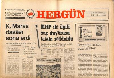 Hergün Gazetesi 9 Ağustos 1980 - MHP İle İlgili Suç Duyurusu Talebi Reddoldu GZ69008 - 2