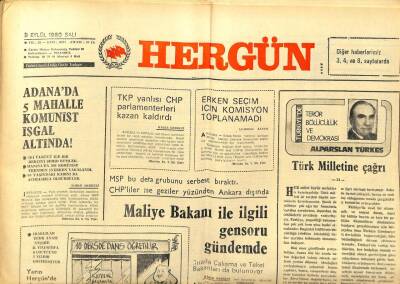 Hergün Gazetesi 9 Eylül 1980 - Maliye Bakanı İle İlgili Gensoru Gündemde GZ104150 - 1