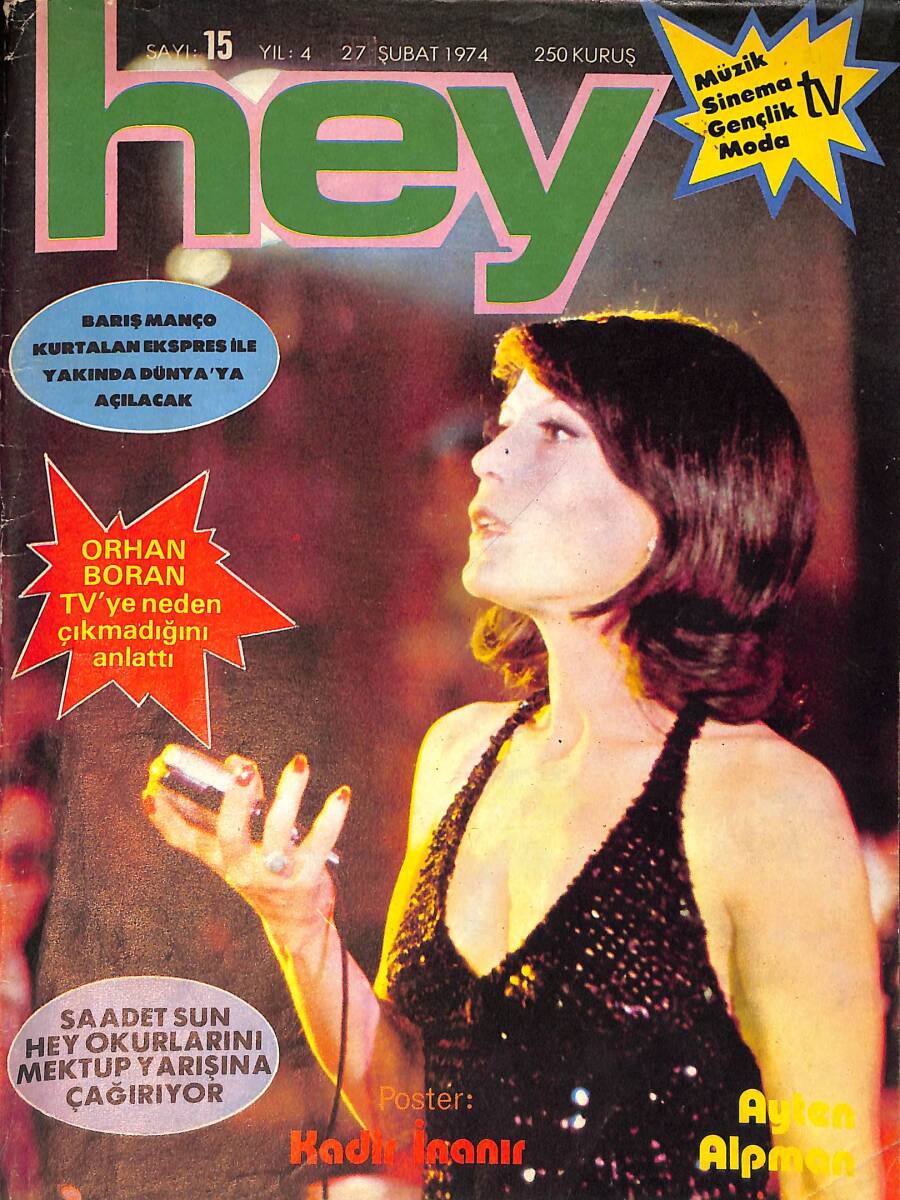 Hey Dergisi 27 Şubat 1974 Sayı : 15 - Barış Manço Kurtalan Ekspres İle Dünyaya Açılıyor NDR90824 - 1