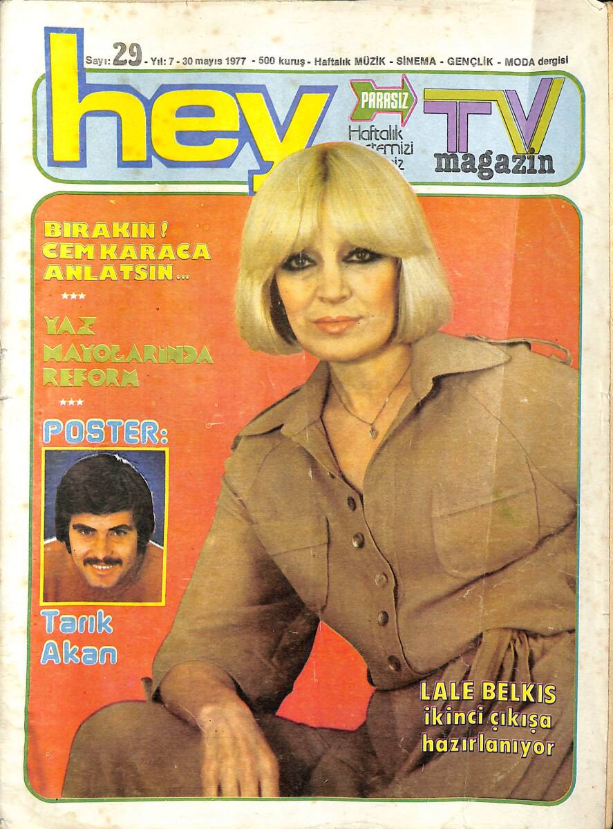 Hey Dergisi 30 Mayıs 1977 Sayı : 29 - Bülent Ersoy Düğümü Çözülmedi - Lale Belkıs İkici Çıkışa Hazırlanıyor NDR89146 - 1