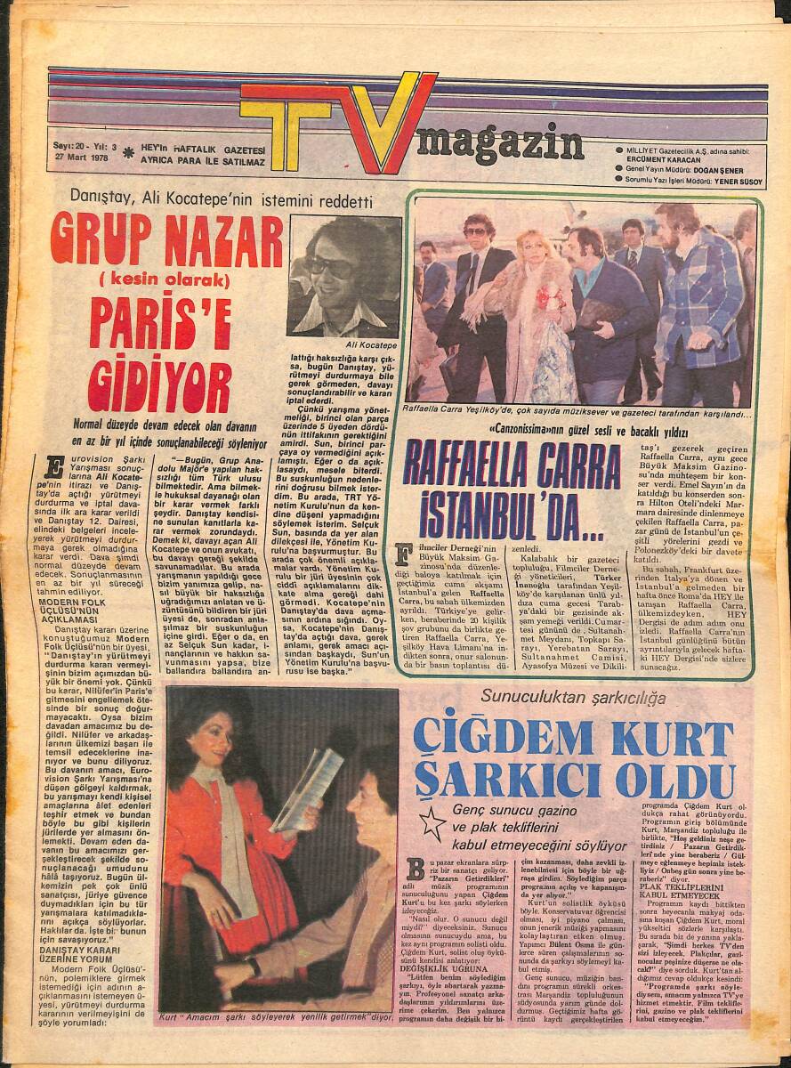 Hey Haftalık TV Magazin Gazetesi 27 Mart 1978 - Ajda Pekkan İş Ve Müzik Hayatını Birlikte Yürütüyor GZ157887 - 1