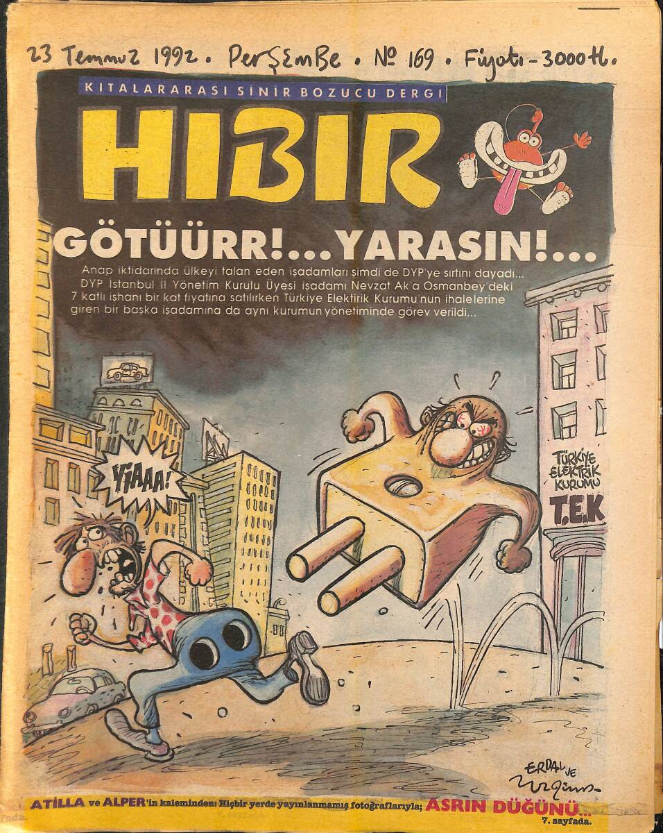 Hıbır Mizah Dergisi 23 Temmuz 1992 Sayı 169 NDR95310 - 1