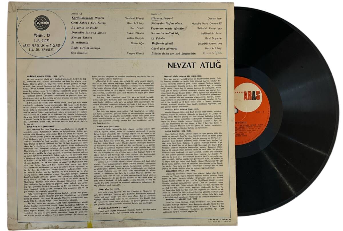 Nevzat Atlığ - Kürdilihicazkar Hüzzam Faslı ( Aras Plak ) LP Plak (10/8) PLK25573 - 2