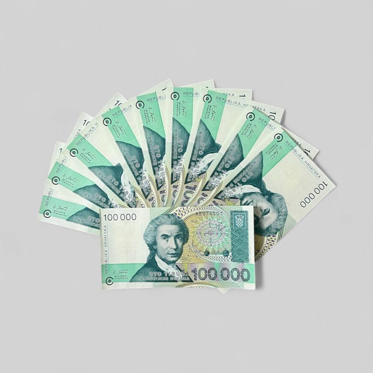 Hırvatistan 100000 Peso 1993 10'lu Lot ÇİL YKP8072 - 2