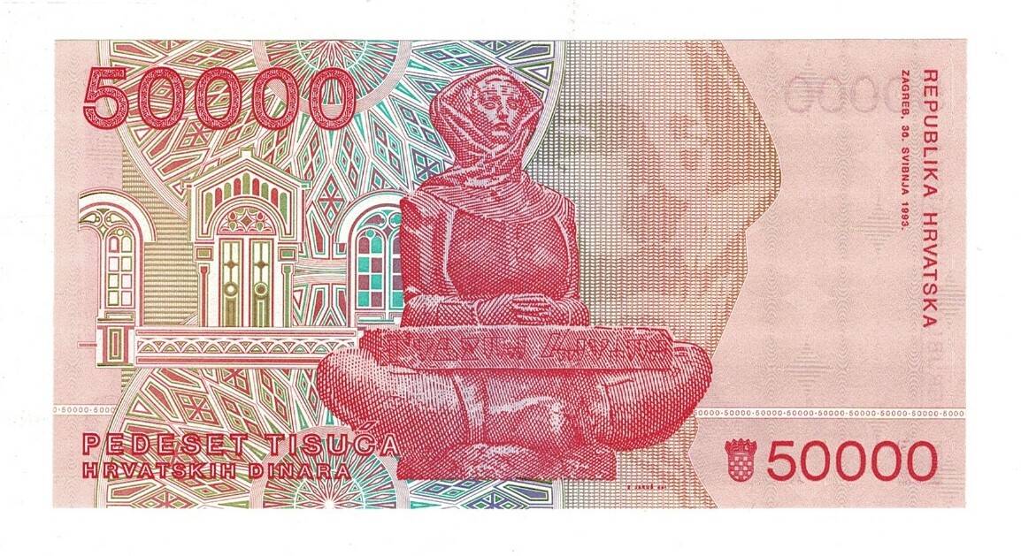 Hırvatistan 50000 Dinara 1993 ÇİL YKP8461 - 2