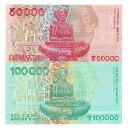 Hırvatistan 50000/10000 Dinara 1993 SET ÇİL YKP8313 - 2