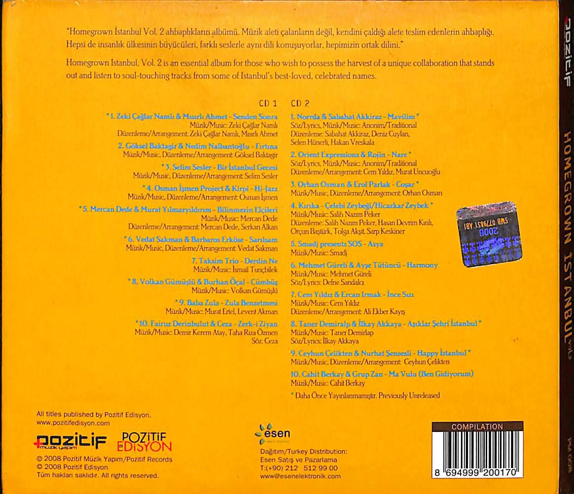 Homegrown Istanbul Vol. 2 CD (İkinci El) CD3869 - 2