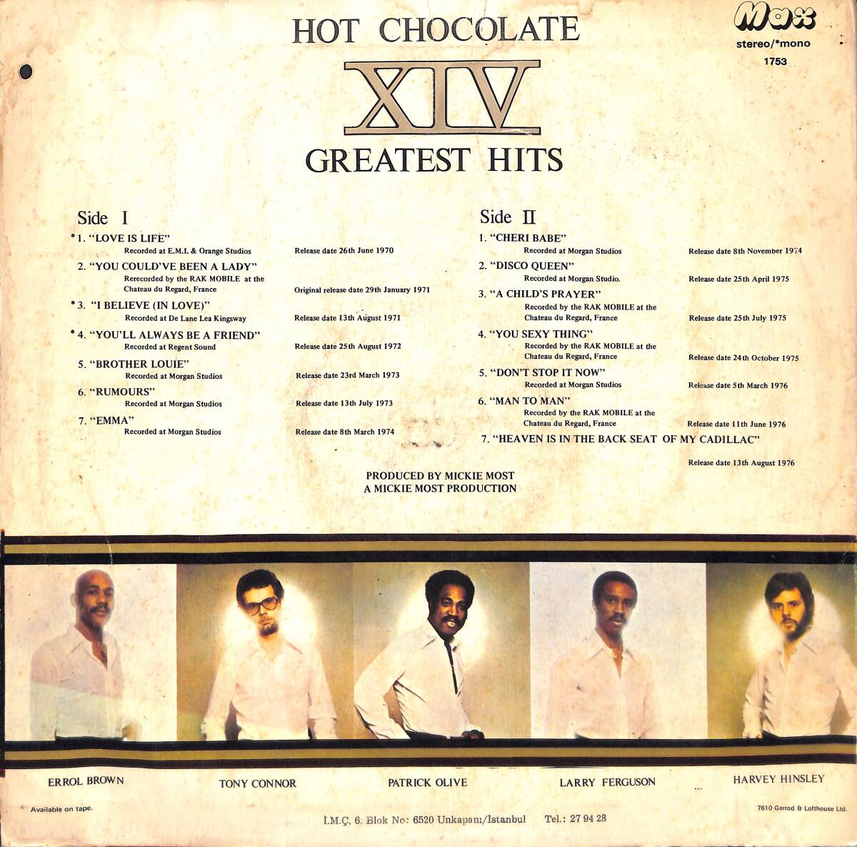 Hot Chocolate - Greatest Hits XIV LP PLAK (Açıklamayı Okuyunuz) PLK26721 - 2