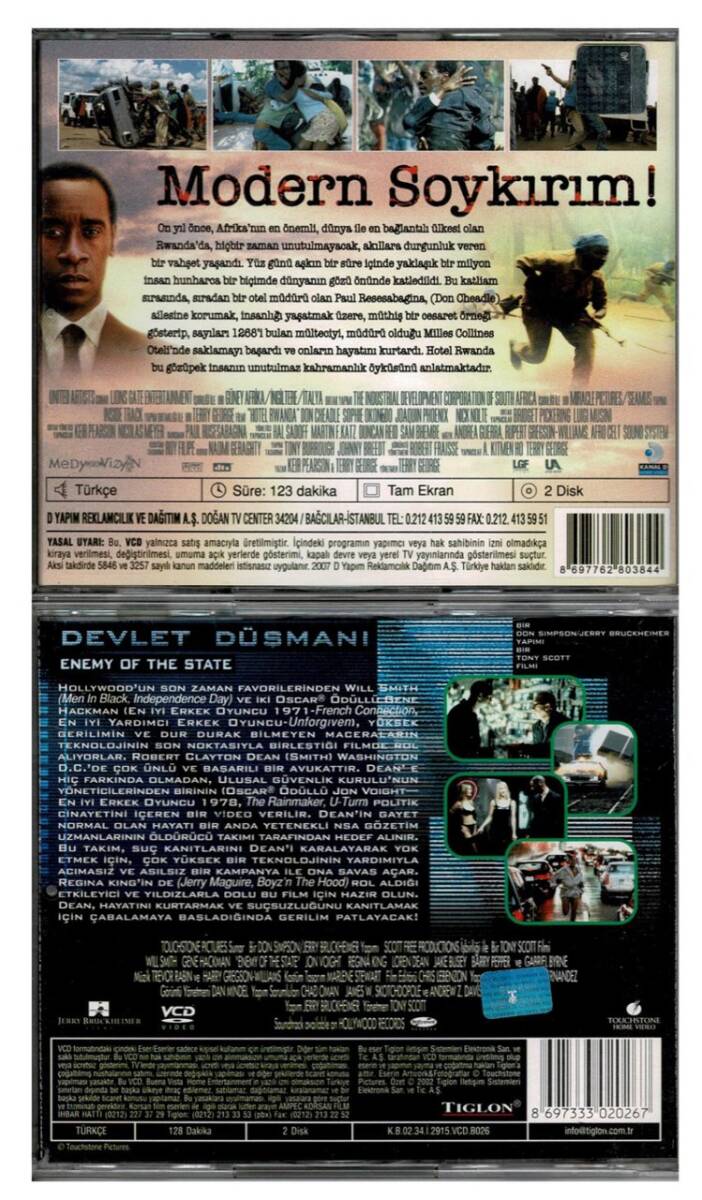 Hotel Rwanda Devlet Düşmanı - 2 Adet VCD Film VCD352 - 2