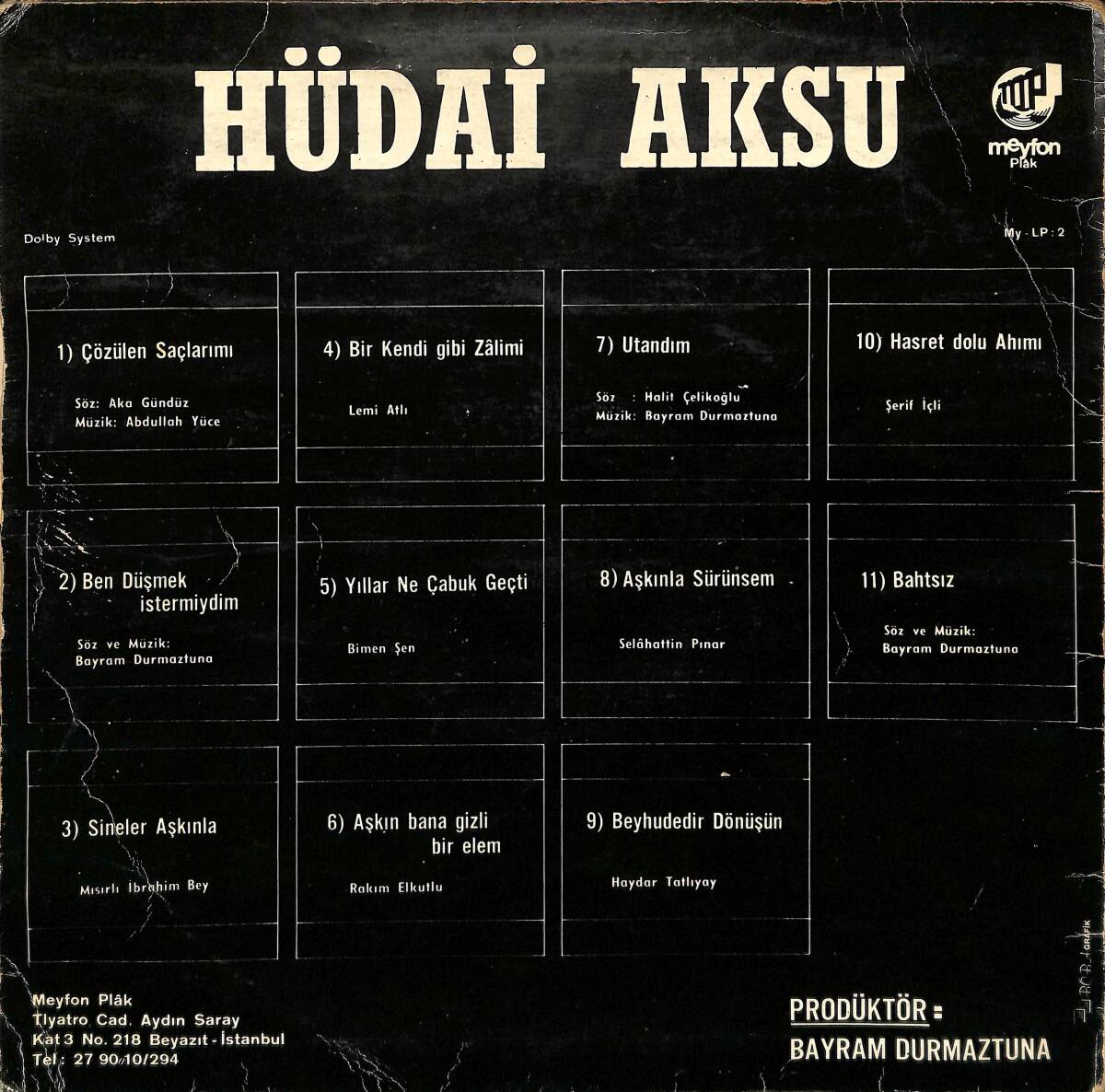 Hüdai Aksu – Çözülen Saçlarımı | Meyfon Plak 33′lük LP (Long Play) PLAK (10/8) 