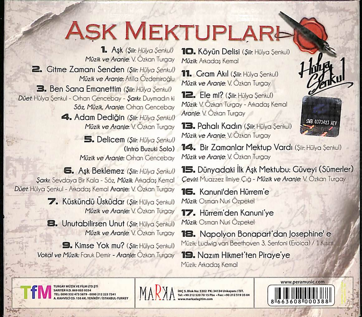 Hülya Şenkul - Aşk Mektupları CD (İkinci El) CD4689 - 3
