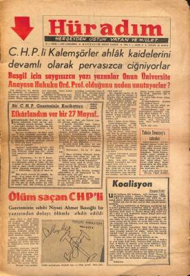 Hür Adım Herşeyden Üstün Vatan Ve Millet 25 Ekim 1961 - Orhan Seyfi Orhondan 27 Mayıs Yazısı, Niyazi Ahmet Banoğlu Ölümle Tehdit Edildi NDR69128 - 1