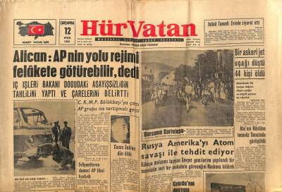 Hür Vatan Gazetesi 12 Eylül 1962 - Rusya Amerikayı Atom Savaşı İle Tehdit Ediyor GZ97001 - 1