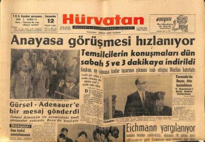 Hür Vatan Gazetesi 12 Nisan 1961 - Eichmann Yargılanıyor GZ89986 - 1