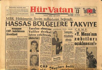 Hür Vatan Gazetesi 13 Eylül 1961 - Tarafsız Olmayan Valiler İşten Çekilecek GZ97080 - 1