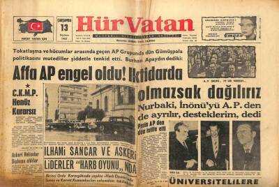 Hür Vatan Gazetesi 13 Haziran 1962 - İlhami Sancar Ve Askeri Liderler Harb Oyununda GZ97062 - 1