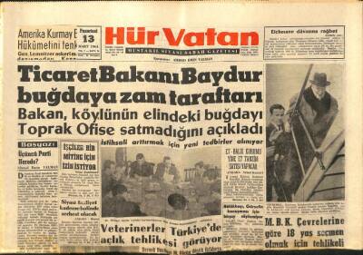 Hür Vatan Gazetesi 13 Mart 1961 - Veterinerler Türkiyede Açlık Tehlikesi Görüyor GZ89952 - 1