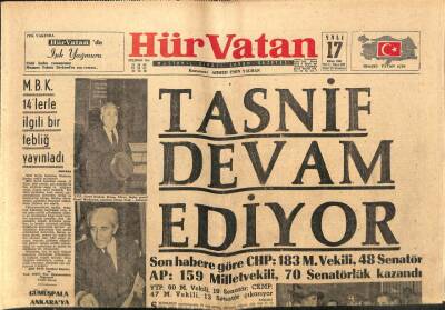 Hür Vatan Gazetesi 17 Ekim 1961 - Tasnif Devam Ediyor GZ97159 - 1