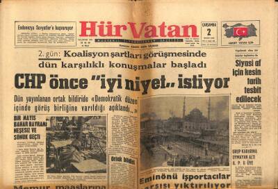 Hür Vatan Gazetesi 2 Mayıs 1962 - CHP Önce iyi Niyet İstiyor GZ97057 - 1