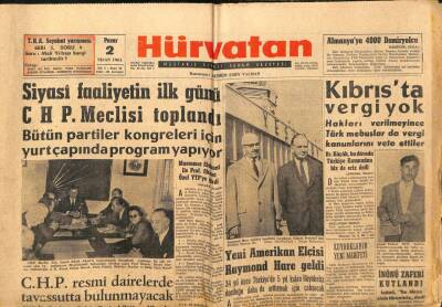 Hür Vatan Gazetesi 2 Nisan 1961 - Kıbrısta Vergi Yok GZ89996 - 1