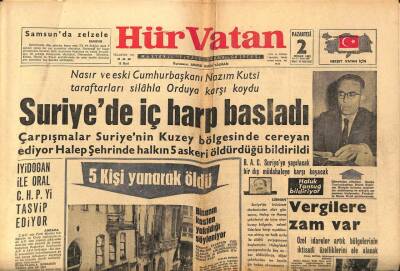 Hür Vatan Gazetesi 2 Nisan 1962 - Suriyede İç Harp Başladı GZ97065 - 1