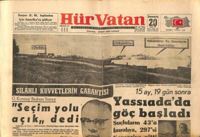 Hür Vatan Gazetesi 20 Eylül 1961 - Yassıadada Göç Başladı Suçluların 43ü İmralıya, 297si Kayseriye Gitti GZ97100 - 1