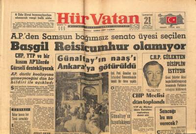 Hür Vatan Gazetesi 21 Ekim 1961 - Ali Fuat Başgil Reisi Cumhur Olamıyor GZ97155 - 1