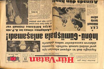 Hür Vatan Gazetesi 21 Nisan 1962 - İnönü-Gümüşpala Anlaşamadı GZ89842 - 1