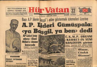 Hür Vatan Gazetesi 22 Ekim 1961 - Memduha Oldun Cemal Gürseli İstiyor GZ97154 - 1