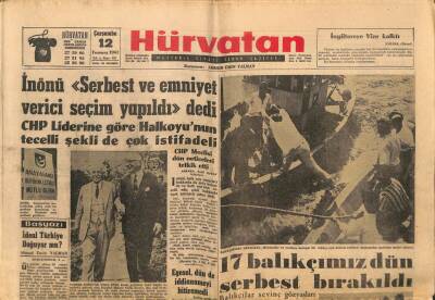 Hür Vatan Gazetesi 22 Temmuz 1961 - 17 Balıkçımız Dün Serbest Bırakıldı GZ97134 - 1