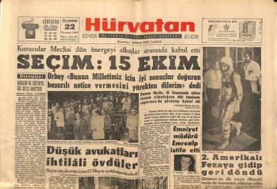 Hür Vatan Gazetesi 22 Temmuz 1961 - Seçim 15 Ekim, 2. Amerikalı Fezaya Gidip Geri Döndü GZ97125 - 1