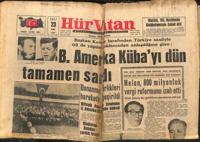 Hür Vatan Gazetesi 23 Ekim 1962 - Amerika Kübayı Dün Tamamen Sardı GZ97104 - 1