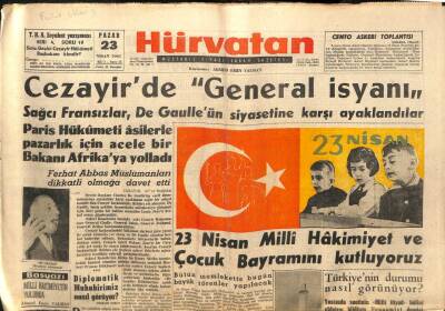Hür Vatan Gazetesi 23 Nisan 1961 - Cezayirde General İsyanı GZ89975 - 1