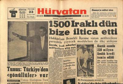 Hür Vatan Gazetesi 23 Temmuz 1961 - 1500 Iraklı Dün Bize İltica Etti GZ97124 - 1