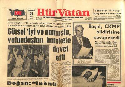 Hür Vatan Gazetesi 24 Eylül 1962 - Salim Başol CMKP Bildirine Cevap Verdi GZ89861 - 1