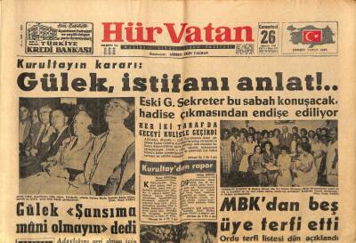 Hür Vatan Gazetesi 26 Ağustos 1961 - Kasım Gülek Bize İstifanı Anlat GZ97174 - 1