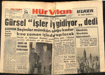 Hür Vatan Gazetesi 26 Şubat 1961 - Raşit Rıza Vefat Etti GZ89967 - 1