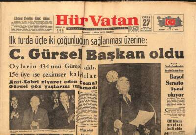 Hür Vatan Gazetesi 27 Ekim 1961 - Cemal Gürsel Başkan Oldu GZ97150 - 1
