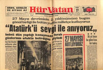Hür Vatan Gazetesi 27 Mayıs 1962 - Beşiktaş Altaya Puan Vermedi 1-0, Atatürkü Sevgi İle Anıyoruz GZ97031 - 1