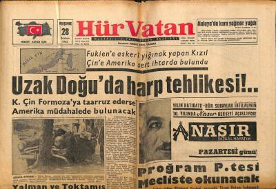 Hür Vatan Gazetesi 28 Haziran 1962 - Uzak Doğuda Harp Tehlikesi GZ97069 - 1