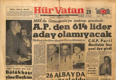 Hür Vatan Gazetesi 29 Ağustos 1961 - Cezayir Fransız İhtilafı Kızışıyor GZ97171 - 1