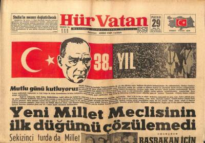 Hür Vatan Gazetesi 29 Ekim 1961 - Yeni Millet Meclisinin İlk Düğümü Çözülemedi GZ97148 - 1