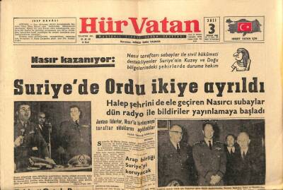 Hür Vatan Gazetesi 3 Nisan 1962 - Suriyede Ordu İkiye Ayrıldı GZ89859 - 1
