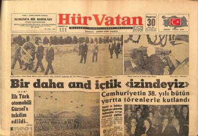 Hür Vatan Gazetesi 30 Ekim 1961 - Bir Daha And İçtik Atam İzindeyiz GZ97147 - 1