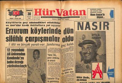 Hür Vatan Gazetesi 30 Haziran 1962 - Erzurum Köylerinde Silahlı Çarpışmalar Oldu GZ97070 - 1
